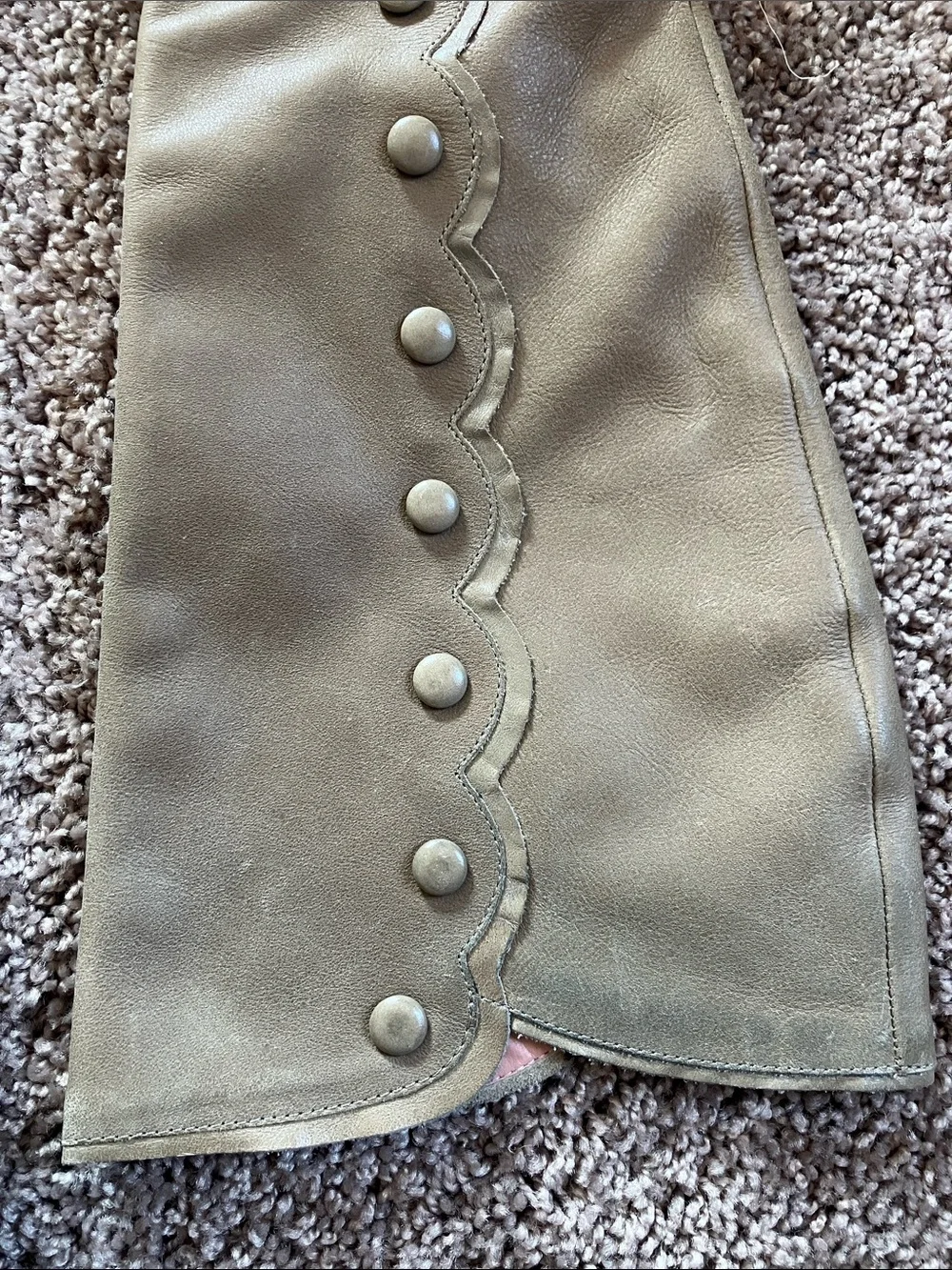 Miss Albright Olive-Tone Knee high Button-Accent Boots Victorian tall stacked